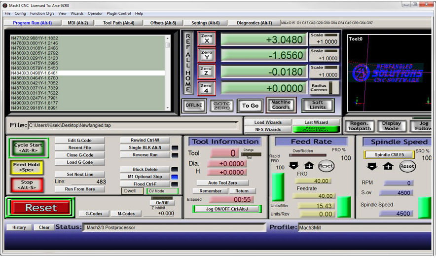 Steuerungssoftware Mach3: Mach3 CNC-Steuerungssoftware